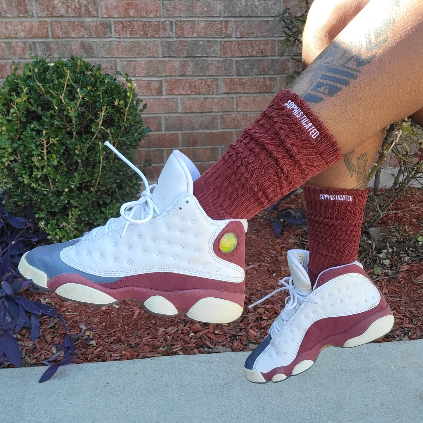 burgundy slouch socks