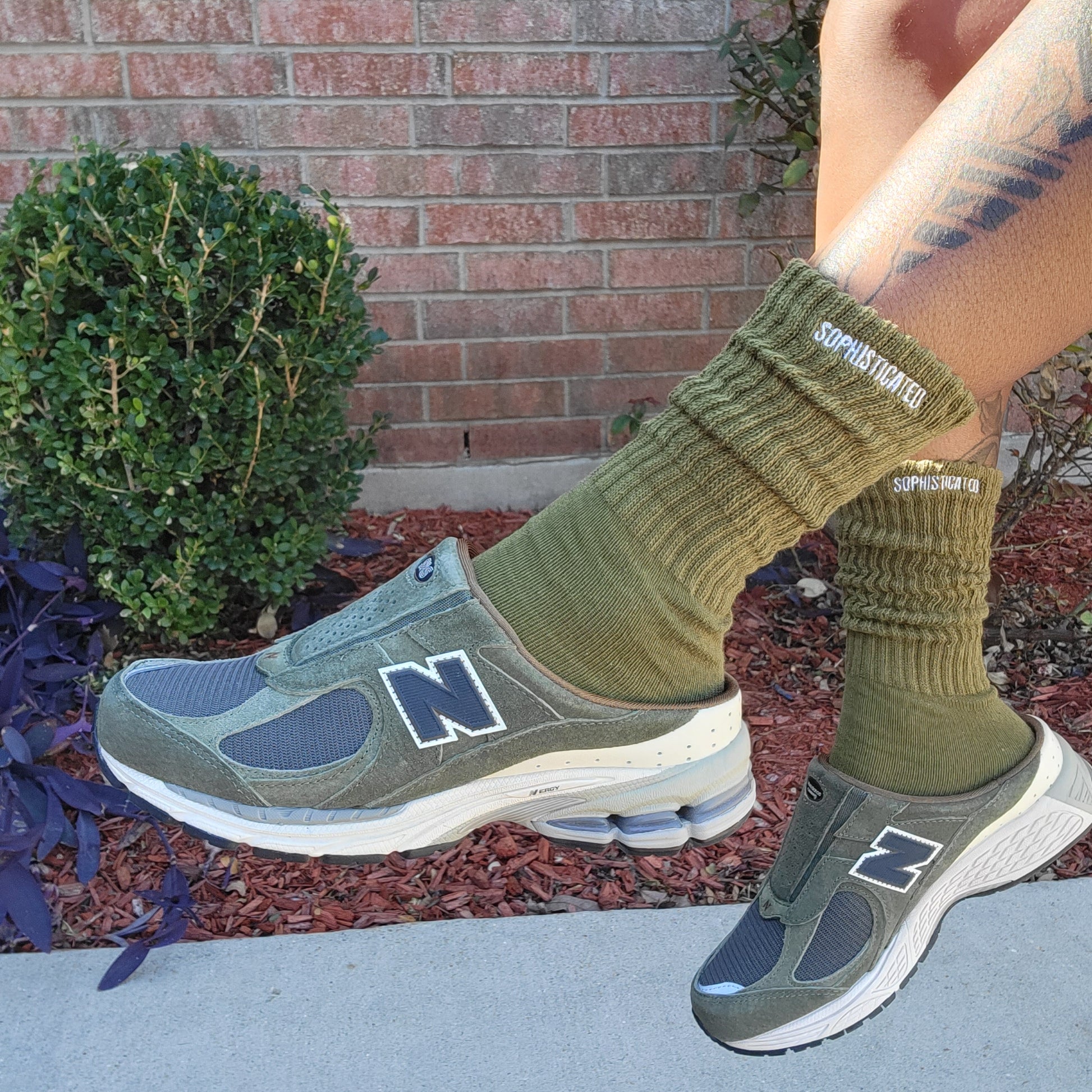 olive green slouch socks