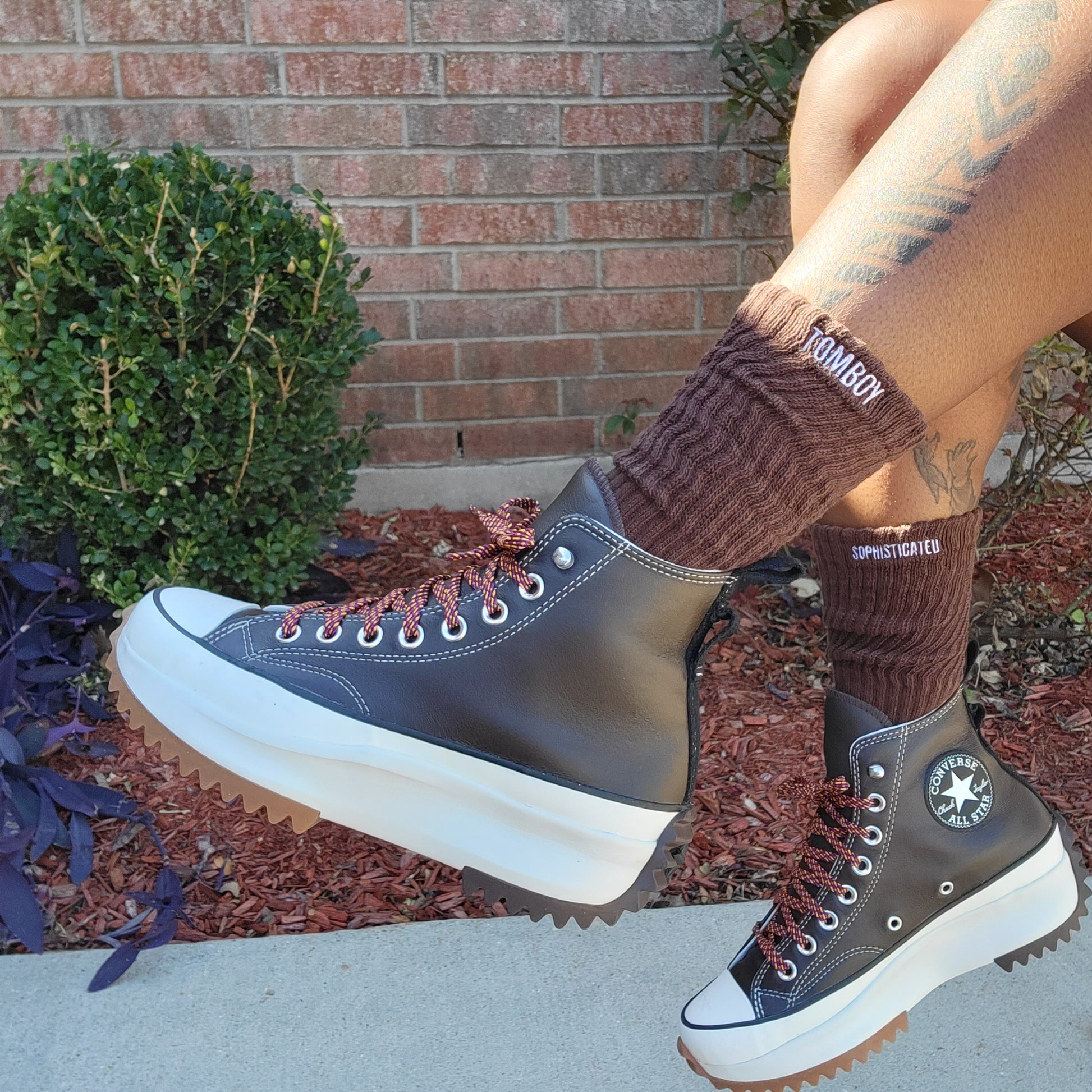 brown slouch socks